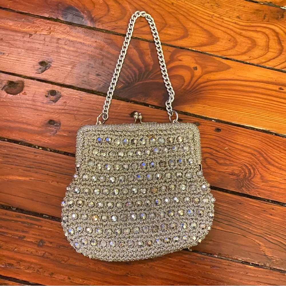 Le Jule Japan Silver Clutch Purse Formal wedding prom dressy